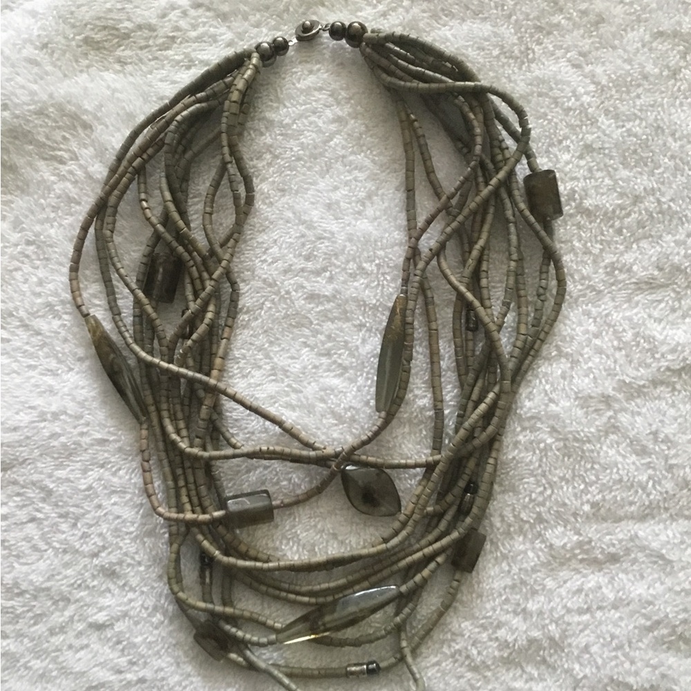 Jones New York Cream and Brown Multi-Strand Necklace
